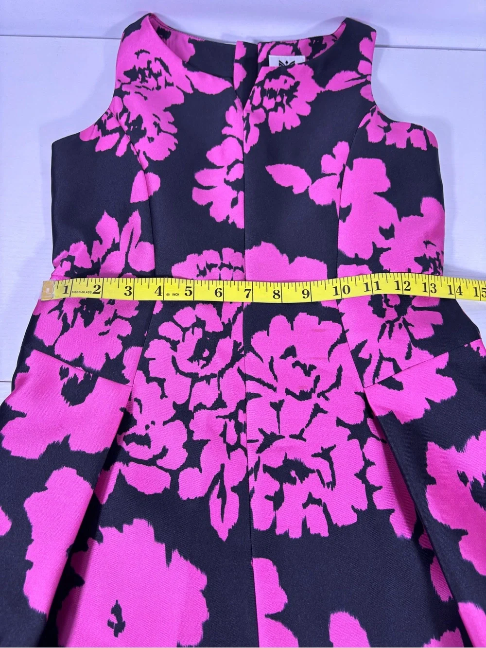 Milly Minis Pink Black Floral Fit & Flare Party Dress USA Girls 14